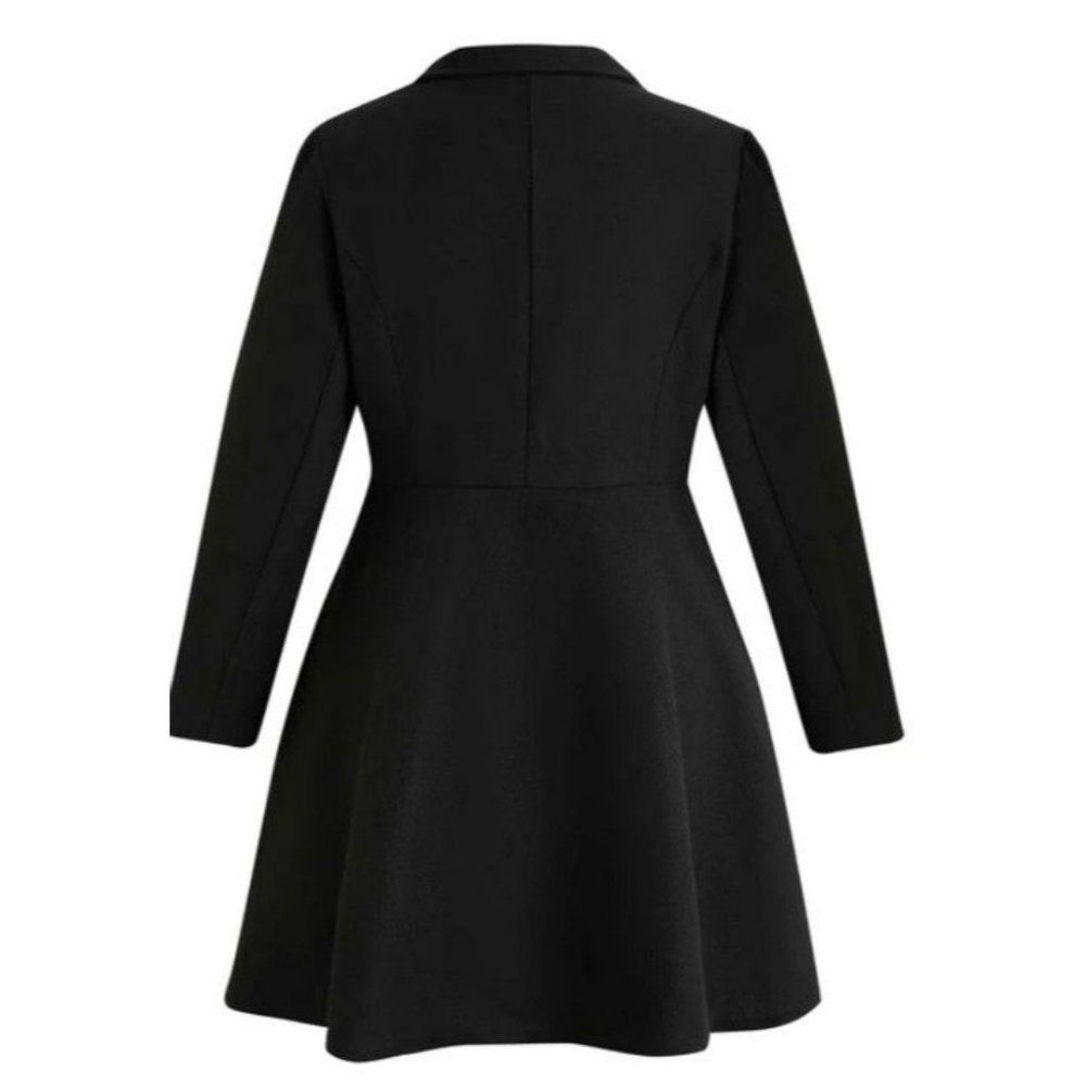 Black Double Breasted Shein Coat Various Sizes - Picture 2 of 7